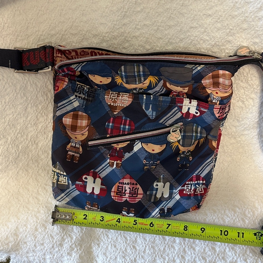 Stylish Harajuku Lovers Blue Cartoon Print Crossbody Bag
